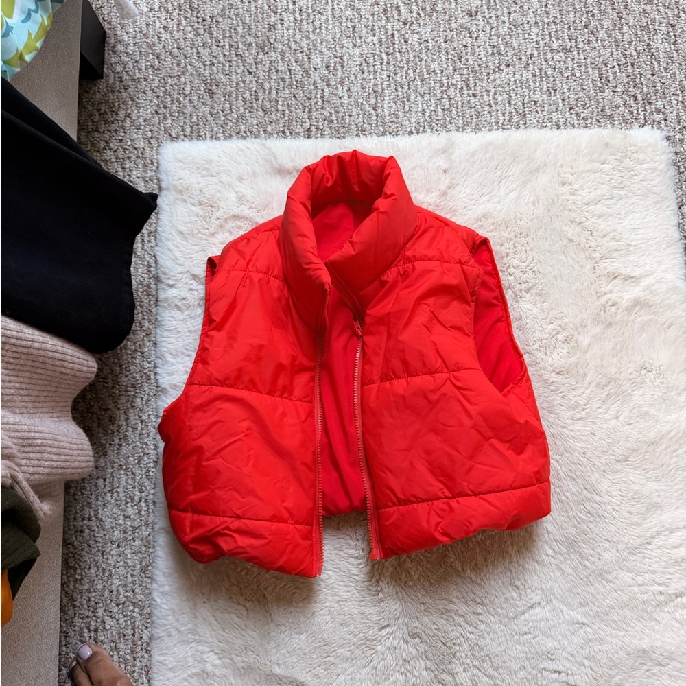 SHEIN Red Quilted Kids Puffer Vest